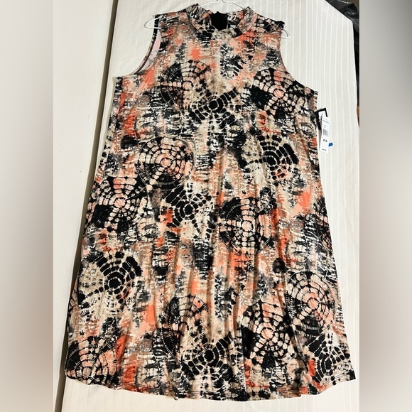 Robbie Bee Signature Halter Tie Back Sleeveless Dress Tie Dye Geometric XL NWT - Picture 2 of 15